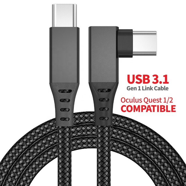 VR Stream Link Cable for Oculus/Meta Quest 1/2 Accessories 3.0 USB a to Type-C Cord 16 Feet 5 Meter Black for VR Headset and PC