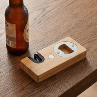Ouvre-bouteille moderne en bambou pour vin et bière, composants en acier inoxydable, couleur naturelle, outil de cuisine durable pour les fêtes, personnalisable