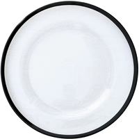 Service de table en verre blanc noir or de luxe de 13 pouces pour décoration de mariage assiettes en verre avec chargeur