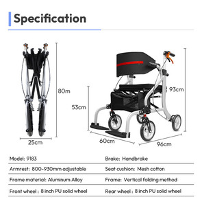Easy Folding Aluminum Alloy <strong>Walker</strong> <strong>Rollator</strong> for Elderly-Multi-functional Four-wheel Shopping Rehabilitation Therapy Supplies - Product Image 6