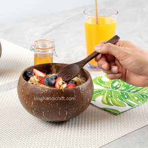 Bol en coquille de noix de coco fait main du Vietnam, écologique, naturel, pour smoothies, salades, fruits, riz, vaisselle de cuisine réutilisable - Product Image 4