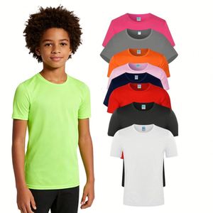 Kid's Children Youth Dry Fit <b>100</b>% <b>Polyester</b> <b>Shirt</b> Custom Short-Sleeve Summer T <b>Shirts</b> for Boys Girls Sports Undershirt - Product Image 1