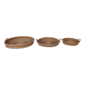 Set di cesti decorativi ovali in rattan intrecciato con manici per la decorazione del tavolino da caffè, centrotavola, portaoggetti, portagioie - Product Image 4