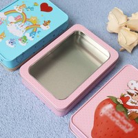 Boîte en métal rectangulaire personnalisée avec fenêtre, emballage cadeau en métal, boîte de présentation avec couvercle transparent