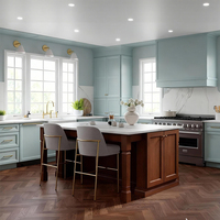Gabinetes de Cocina Modulares de Melamina Personalizados BALOM, Gabinetes de Cocina de Madera con Encimera de Mármol, Listos para Armar