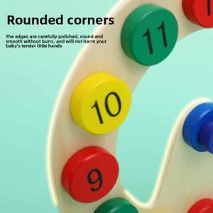 Horloge éducative pour enfants, horloge numérique en bois lisse et colorée, respectueuse de l'environnement, pour l'apprentissage préscolaire - Product Image 5