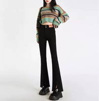 ZZH XZ2732 Celana jeans wanita elastis potongan kecil, celana kasual, serbaguna