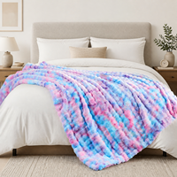 Couverture double en fausse fourrure arc-en-ciel, design tendance et coloré, antistatique, douce