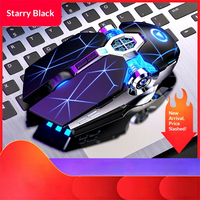 Souris de jeu sans fil YINDIAO A7 2.4G, 1600DPI, 3 niveaux réglables, 7 touches, lumière RGB, rechargeable, silencieuse, pour PC portable