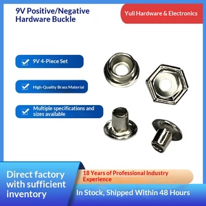 Accessori per batterie da <span class=keywords><strong>9V</strong></span>: Tappi terminali positivi/negativi, fibbia femmina, rivetto a forma di fiore, dado esagonale in ottone nichelato - Product Image 2