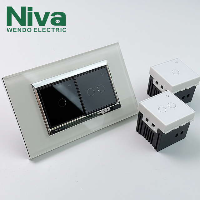 Niva Wifi Smart Wall Light Switch UK Standard App Wireless Remote Control Smart Home System Touch Glass Panel