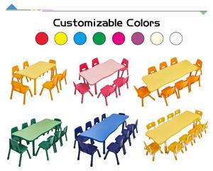 أثاث رياض الأطفال ومرحلة ما قبل المدرسة: مكاتب أطفال وكراسي بلاستيكية، طاولة لعب خشبية للأطفال - Product Image 4