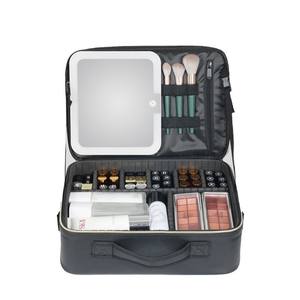 Sac de rangement pour maquillage OBOX avec miroir, grande capacité, portable, pour les voyages et la maison - Product Image 1
