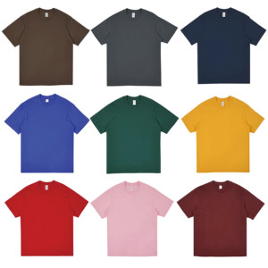 Custom Silk <b>Screen</b> Printing 230gsm Heavyweight Oversized Tshirt 100% Cotton Plus Size Crew Neck Men's Solid Color T-Shirts - Product Image 1