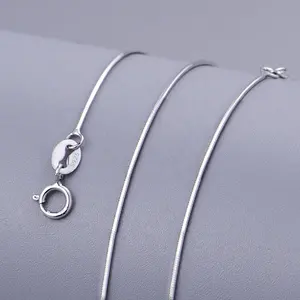 Güzel takı için 1MM gerçek S925 gümüş yuvarlak yılan kolye kolye kadınlar için 100% 925 ayar gümüş ithal yılan zinciri