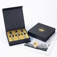 Boîtes en papier noir personnalisées, vides, pour échantillons de parfum, mini-boîtes cadeaux, emballage magnétique pour huile parfumée, flacon de parfum avec boîte