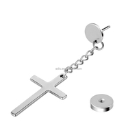 Pendientes de Acero Inoxidable Clásicos con Colgante de Cruz para Mujer, Joyería, Aretes Tipo Túnel