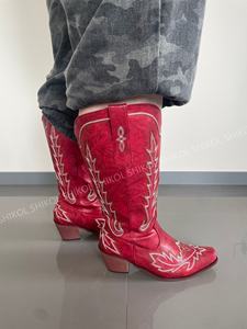 SHIKOL, <span class=keywords><strong>botas</strong></span> de vaquero para mujer, zapatos de fiesta extra anchos de pantorrilla para hermana, cuero para exteriores, Festival de música country, <span class=keywords><strong>botas</strong></span> hasta la rodilla, vaquera - Product Image 4