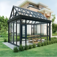 Véranda préfabriquée moderne en aluminium et verre avec kit de cadre pliant rétractable pour serre mobile 4 saisons et enclos de patio