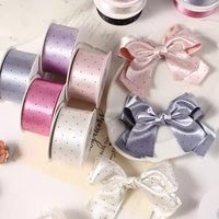 Ruban de satin brillant à pois colorés, simple face - 3 à 100 yards pour accessoires de cheveux, embellissements de col, robes et décorations florales