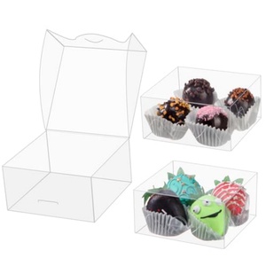 Boîtes cadeaux rectangulaires transparentes en PVC personnalisables pour pâtisseries, fraises enrobées de chocolat, brownies, conditionnées en blister - Product Image 1