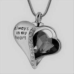 Кулон-медальон из нержавеющей стали с серебряным покрытием в форме сердца для праха, с камнем-талисманом, памятный, для кремации - Product Image 3