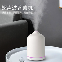 Diffuseur d'aromathérapie en céramique 60ML avec 7 lumières de couleur Diffuseur d'huiles essentielles à arrêt automatique par ultrasons pour bureau à domicile Blanc