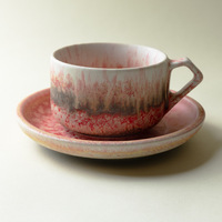 Tasse à café en céramique au four rétro de style japonais ensemble de soucoupes tasse à thé de l'après-midi prête pour la fête micro-ondes et lave-vaisselle