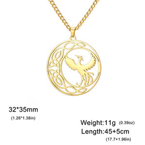 Myshape Animaux Mythologiques Collier Phénix Puissant Totem <span class=keywords><strong>Celtique</strong></span> Croissant de Lune Protection Amulette Bijoux en Acier Inoxydable - Product Image 6