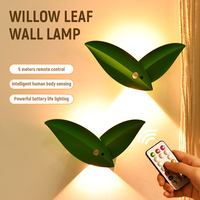 Lampe murale LED en forme de feuille de saule, veilleuse rechargeable à détecteur de mouvement, applique murale décorative d'ambiance pour chambre et couloir