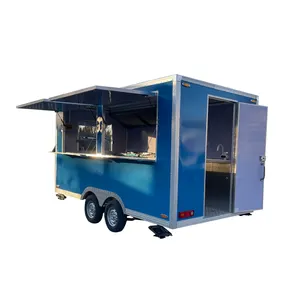 Mobile catering trailer used korean french fried corn chips display showcase panini fish creps bun food van