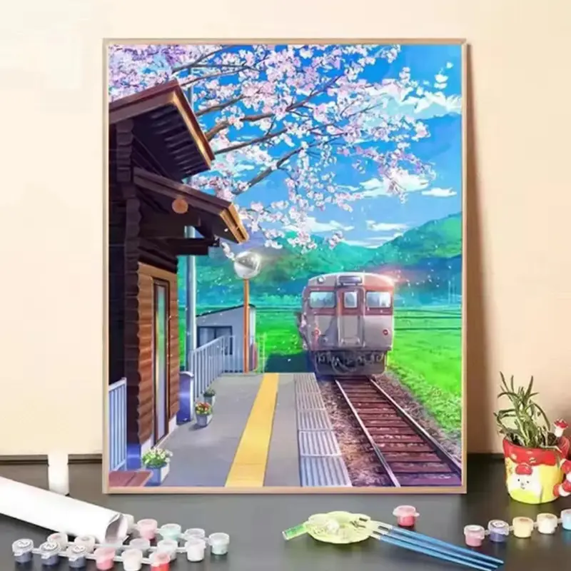 Atacado pintura por números estilo chinês diy kit de pintura à mão arte a óleo da parede pintura por número design personalizado