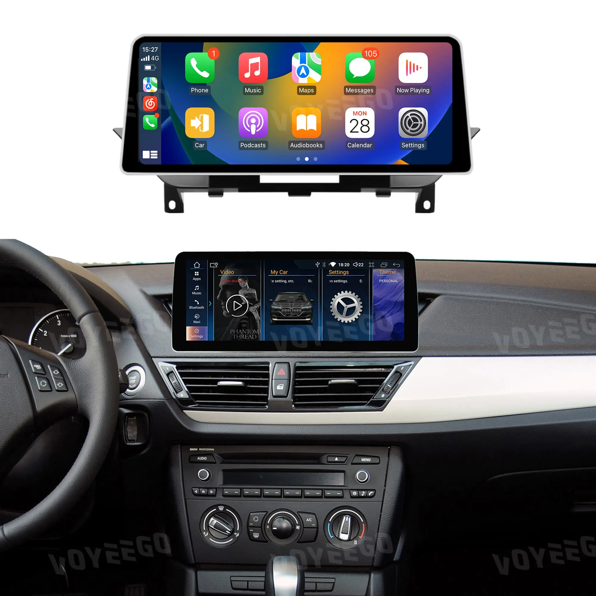 Voyeego12.3 אינץ' נגן DVD לרכב אנדרואיד 13 מסך רדיו GPS ניווט מולטימדיה עבור BMW X1 E84 2009-2015