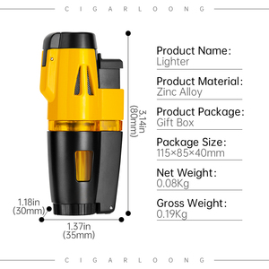 Nuevo encendedor de antorcha de gas butano con encendedor de cigarros de aleación de Metal de llama a prueba de viento con soporte y caja de regalo - Product Image 6