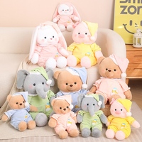 Boneka Hewan Lucu Bahan Plush Lembut dan Empuk, Mainan Teman Beruang Kelinci Babi Gajah, Boneka Plush untuk Anak-anak, Hadiah untuk Tidur