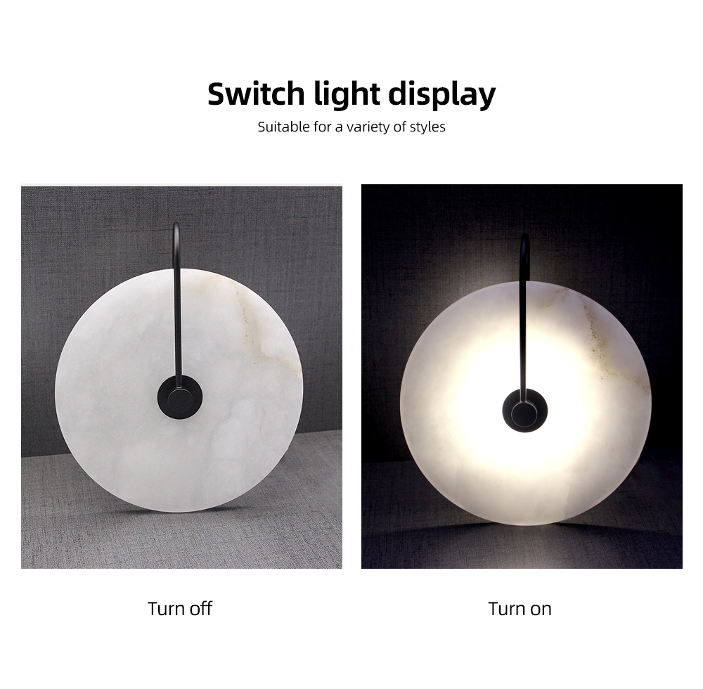 European Modern Style Creative Natural Marble Stone Brass Headboard Wall Lamp