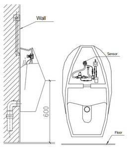 Gốm Tích hợp cảm biến hồng ngoại hoạt động tự động cảm ứng nước tiểu flusher cảm biến flusher với phun - Product Image 4