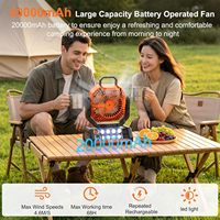 Ventilateur de table électrique rechargeable, portable, ventilateur de camping, F26, lumière LED, batterie externe 20000mAh, oscillant pour voiture/camping-car