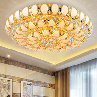 Lustre de plafond en cristal de luxe, en métal, rond, à plusieurs niveaux, classique, pour hôtel, villa, salon, salle à manger