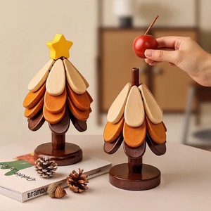 Wooden <strong>Trivets</strong> for Hot Dishes-4 <strong>Trivets</strong> + 1 <strong>Stand</strong> of Tree Shape <strong>Trivet</strong> Set for Pots, Bowls, Teapots, Pans, Cups, Kitchen Decor - Product Image 1