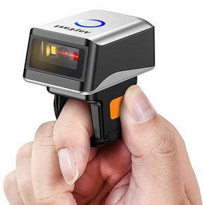 Kablosuz Bluetooth <span class=keywords><strong>USB</strong></span> kablolu ekran tarama giyilebilir Mini halka 2D 1D Qr barkod okuyucu barkod tarayıcı POS envanter kütüphanesi için - Product Image 1