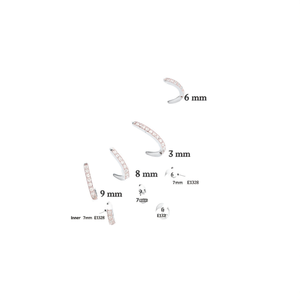 Orecchini a polsino E1328 da 7 mm di diametro interno, con cristalli taglio brillante incastonati a canale, gioielli da donna alla moda, stile classico, in lega - Product Image 1