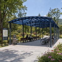 Abri de jardin en aluminium le plus vendu, avec toit solaire pour zone de repos |   Abri pour vélos, espace de repos pour parc, sentier, jardin, espace public