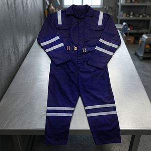 Combinaison de sécurité réfléchissante bleu foncé classe 2, vêtements de travail industriels avec bandes haute visibilité - Product Image 4