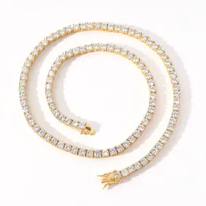 3 мм 4 мм 5 мм Ювелирные изделия бриллиантовый чокер сверкающий хип-хоп CZ цирконий украшение ожерелье золотые серебряные розовые цепи для тенниса