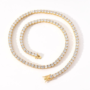 BES 3mm 4mm 5mm Jewellery Diamond <strong>Choker</strong> Iced Out Hiphop CZ Zircon Bling Jewelry Necklace Gold <strong>Silver</strong> Rose Tennis Chain - Product Image 3