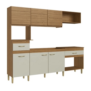 Mueble de Cocina Moderno Decibel DB-CO2624 NC CLARA, 6 Puertas, 2 Cajones, Compacto, de Madera, Aglomerado, Natural/Cristal - Product Image 1