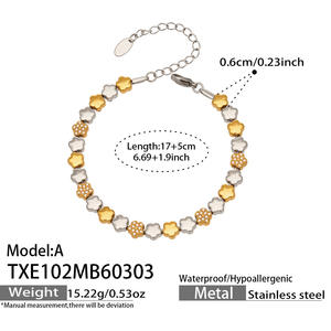 Luxury Stainless Steel Star Zircon Pendant Necklace & Two Tone Bracelet <b>Set</b> Minimalist Jewelry Jewelry <b>Sets</b> For Women - Product Image 5