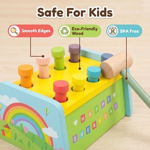 Mesa de Juego Montessori con Martillo de Madera, Juguete Educativo Ecológico para Edades de 0 a 4 Años |   Juego de aprendizaje interactivo unisex para niños - Product Image 2