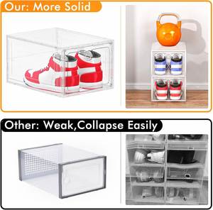Stackable Magnetic Drop Front Single Tier Living Room Shoes Storage <b>Box</b> with Transparent <b>Display</b> and 17L Capacity for Shoes - Product Image 4